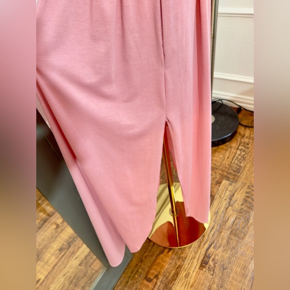 MAUVE Flowy Off The Shoulder Ruffle Party Dress Side Split Beach Maxi + POCKETS! - Picture 11 of 17